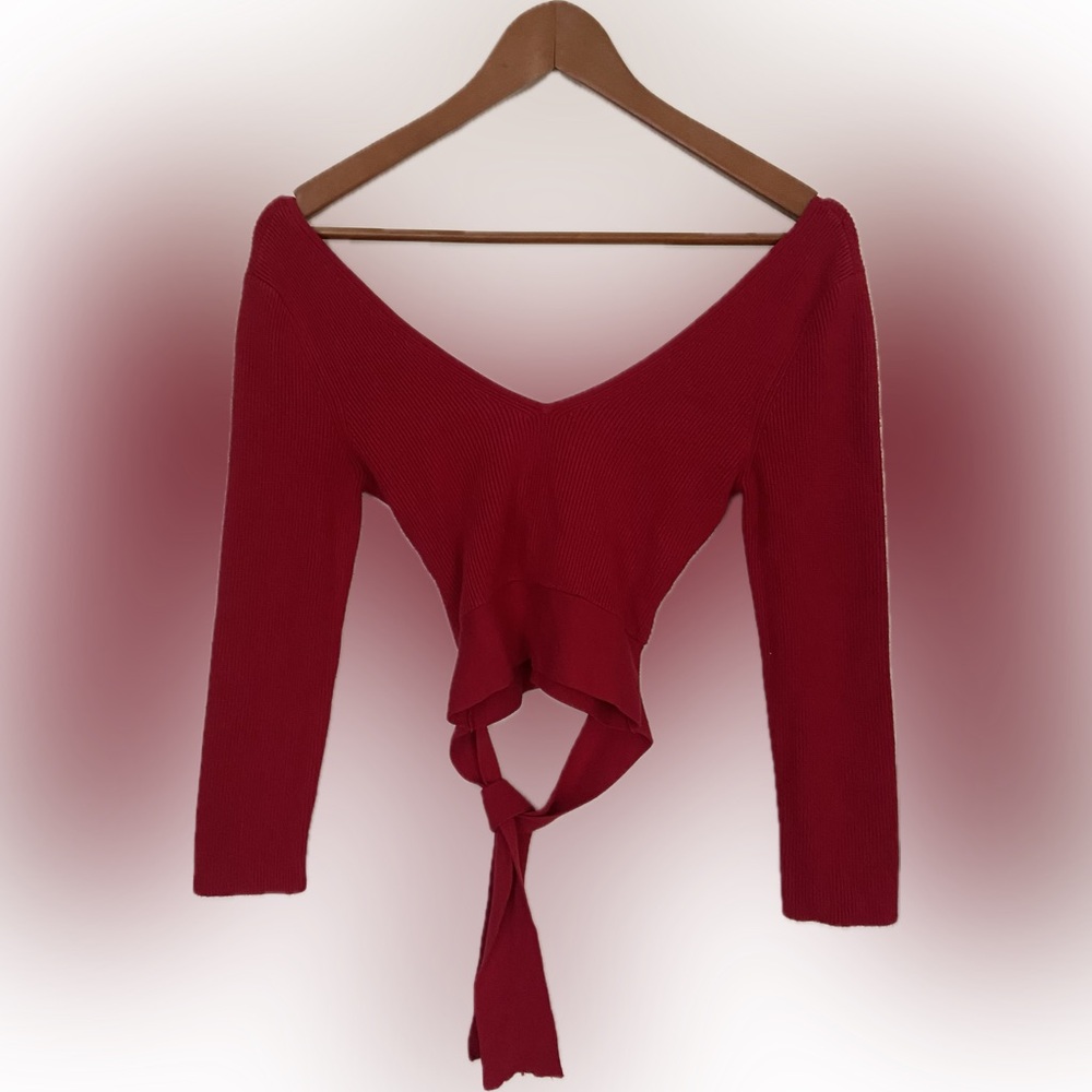 Express off the shoulder tie crop top